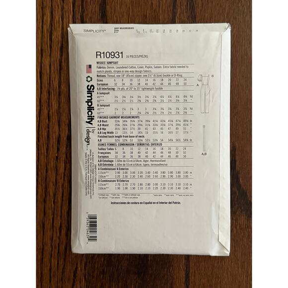 UC FF Mimi G Simplicity R10931 Jumpsuit Plus SZ 16-24 Bust 38-46" Waist 30-39" - Picture 3 of 5